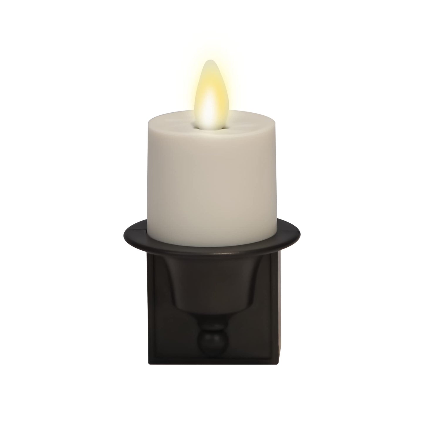 Luminara Flameless Candle Nightlight - Patented Flickering Real-Flame Effect Technology Mimics Real Candle - Plugs into Vertical Outlet Only - Dusk to Dawn Sensor Auto Switch On/Off (Black)