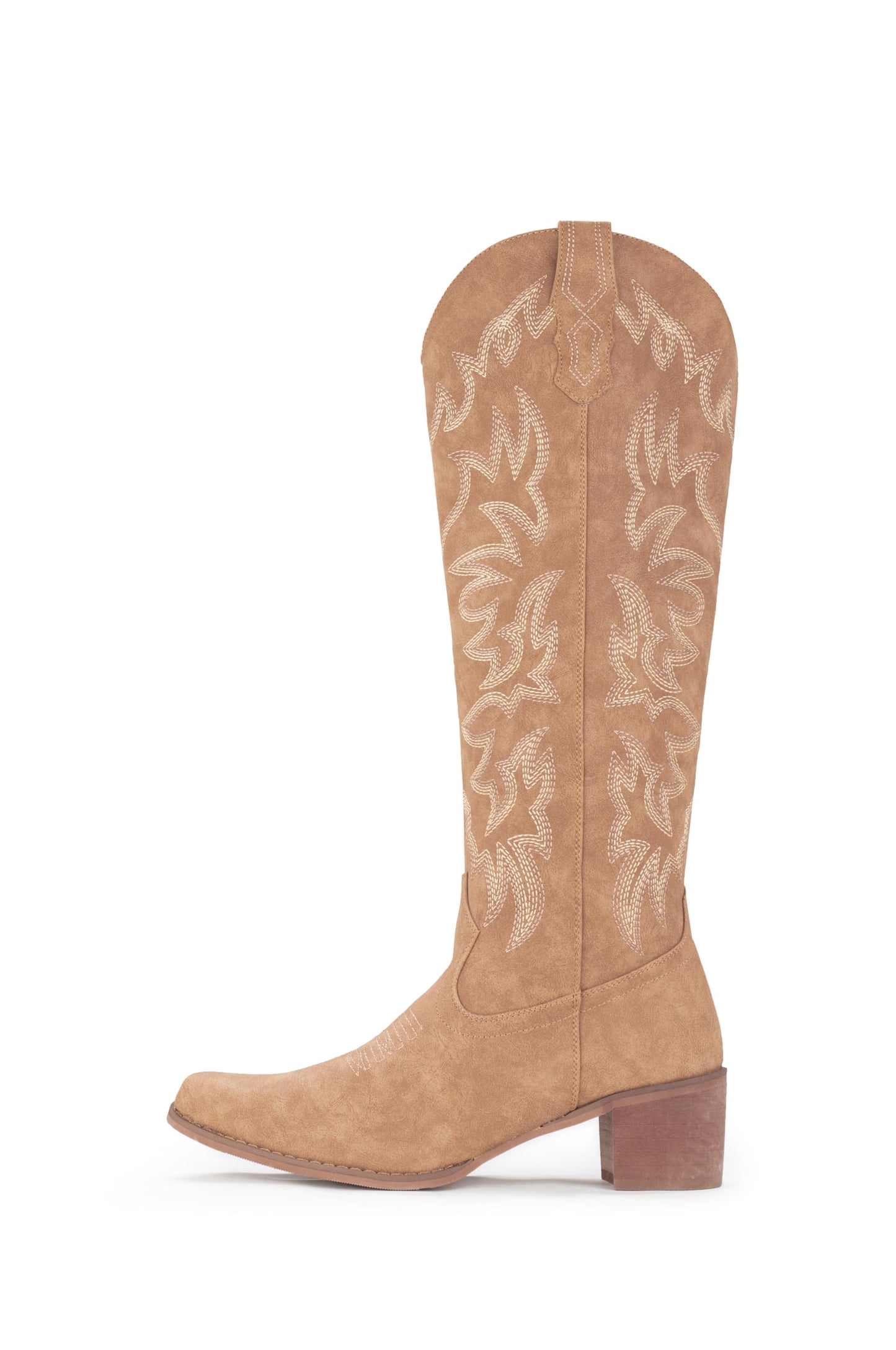 IUV Cowboy Boots For Women Knee High Boots Pointy Toe Women's Western Boots Side Zipper Chunky Heel Cowgirl Boots