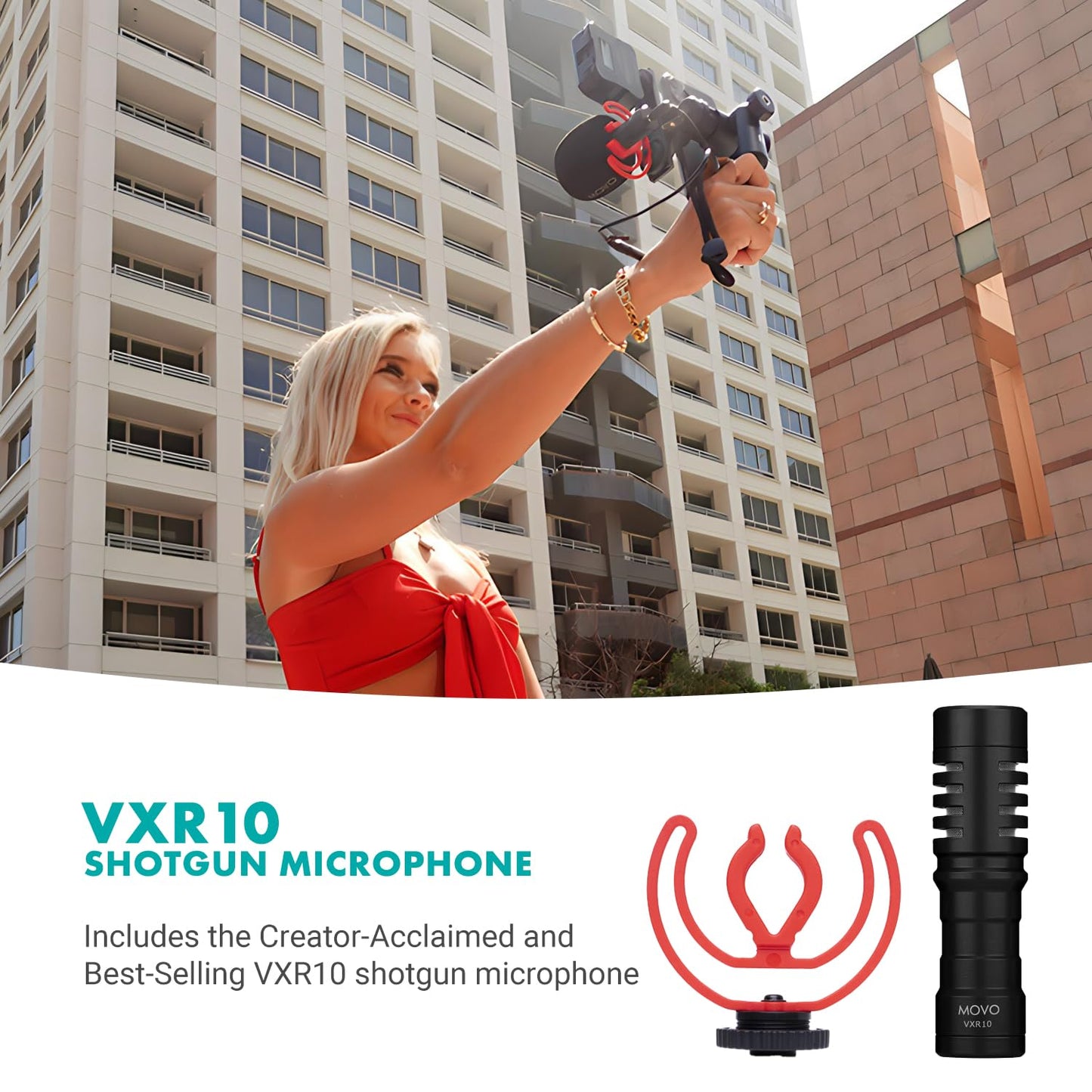 Movo iVlogger-PRO Vlogging Kit with Full Tripod for iPhone/Android - YouTube Starter Kit for Content Creators - Accessories: Phone Tripod, Phone Mount, RGB Light and VXR10 Shotgun Mic
