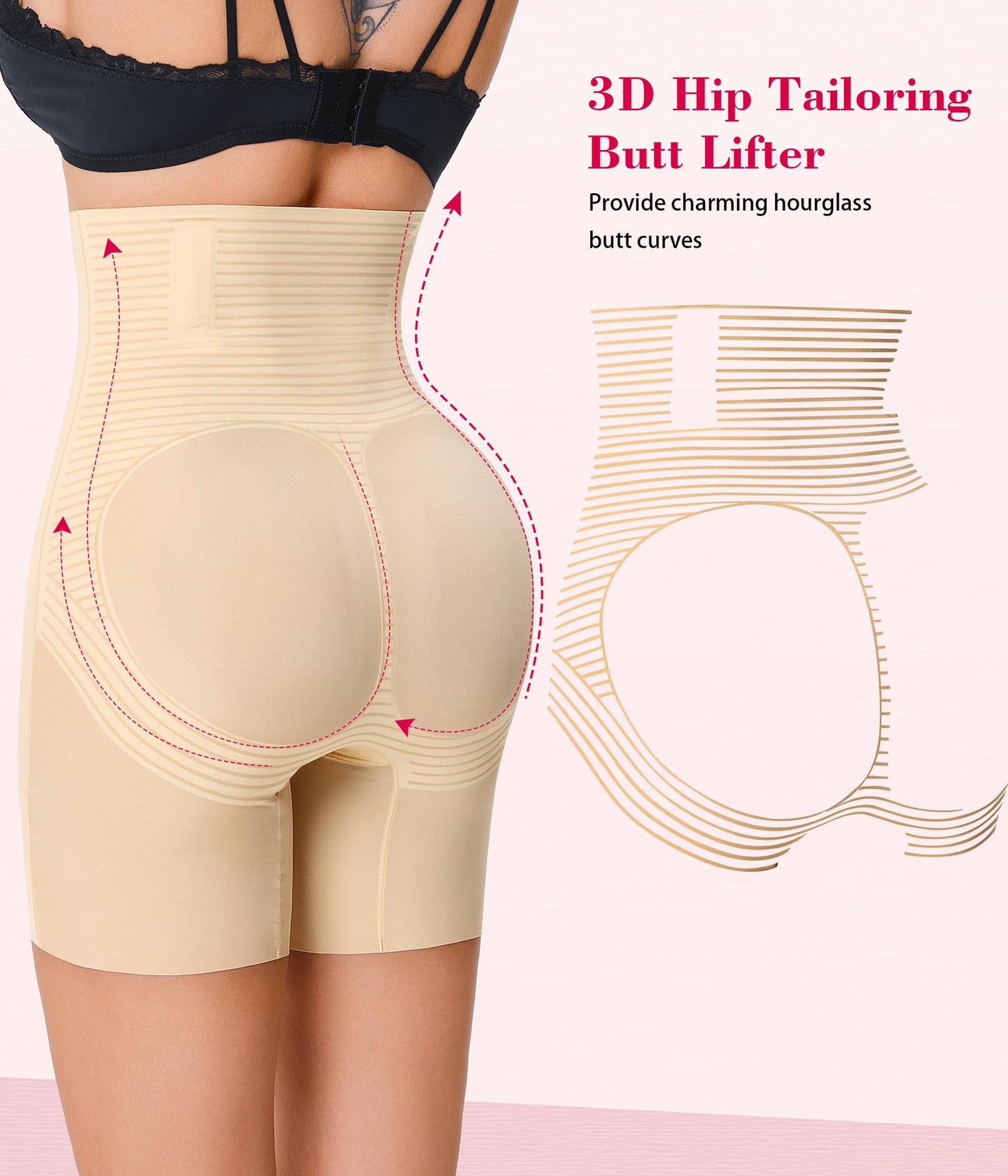 Gotoly Shapewear Tummy Control High Waist Butt Lifting Shapewear Seamless Body Shaper Thigh Slimmer(Beige,XX-Large)